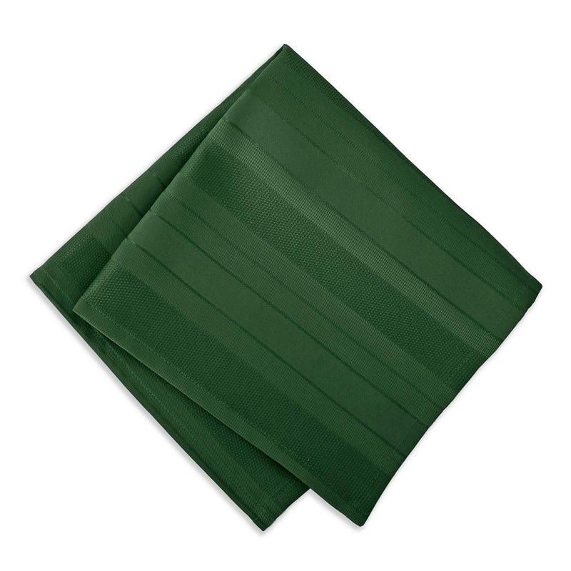 Newbridge Hunter Green Satin Stripe Fabric Tablecloth, 60 x 120 Inch Rectangle, Elegant Woven Stripe, Wrinkle Resistant Reusable Polyester Table Cover - Image 4